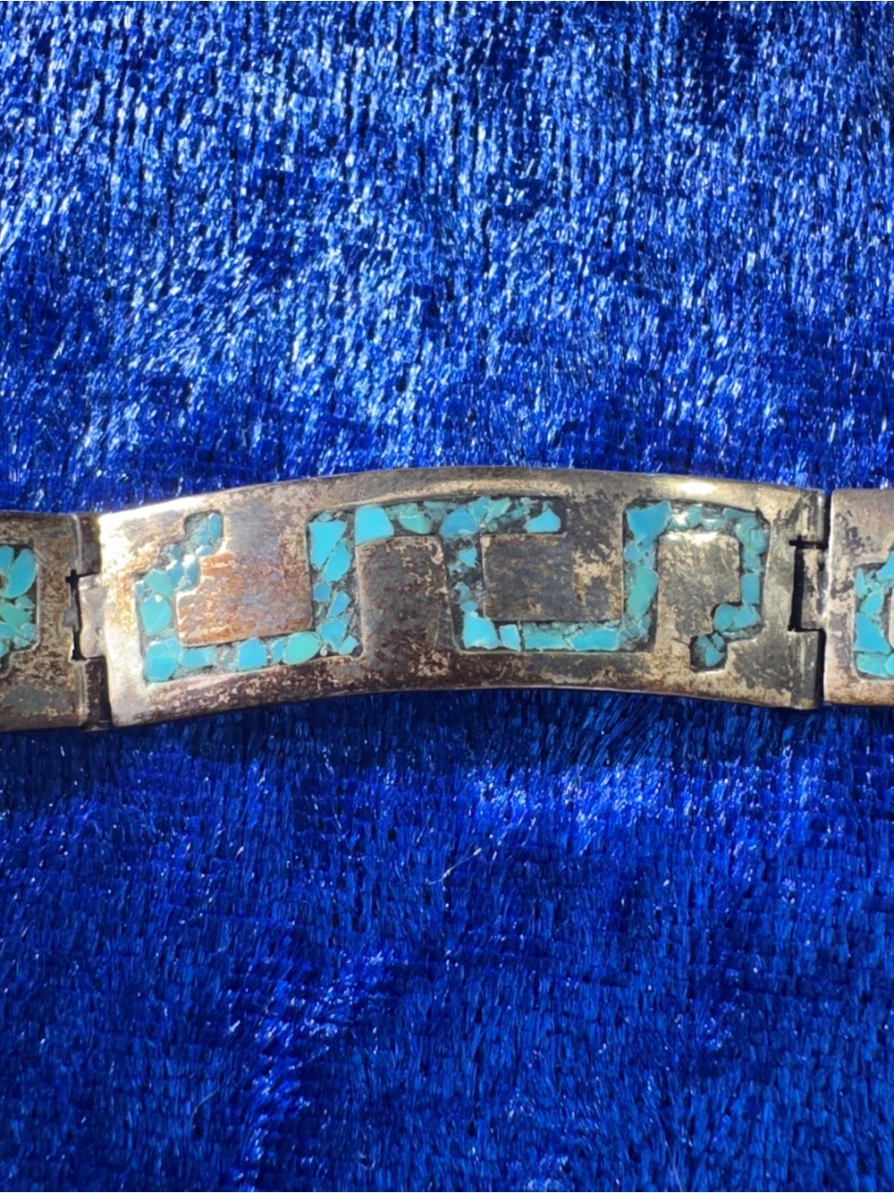VTG Jorge Castaneda Sterling 925 Silver Crushed Turquoise Bracelet